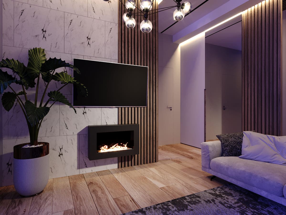 Биокамин "Русский огонь" Лофт 800N настенный (высота 500мм) с защитным и декоративным стеклом по цене 29 550 руб.