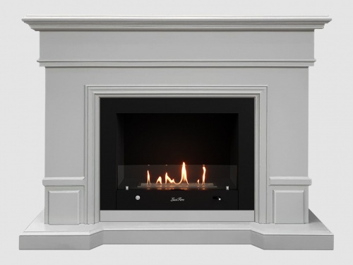 Каминный портал МДФ "Фантазия 1350" с биокамином Lux Fire "Фаер Бокс 4-30" (белый)