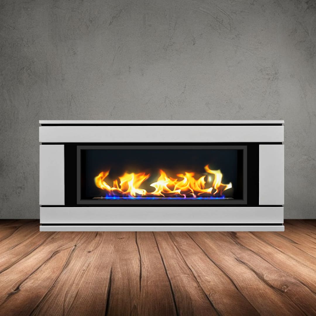 Биокамин в линейном портале "Русский огонь" Вега с декоративным стеклом (стемалитом) по цене 106 650 руб.