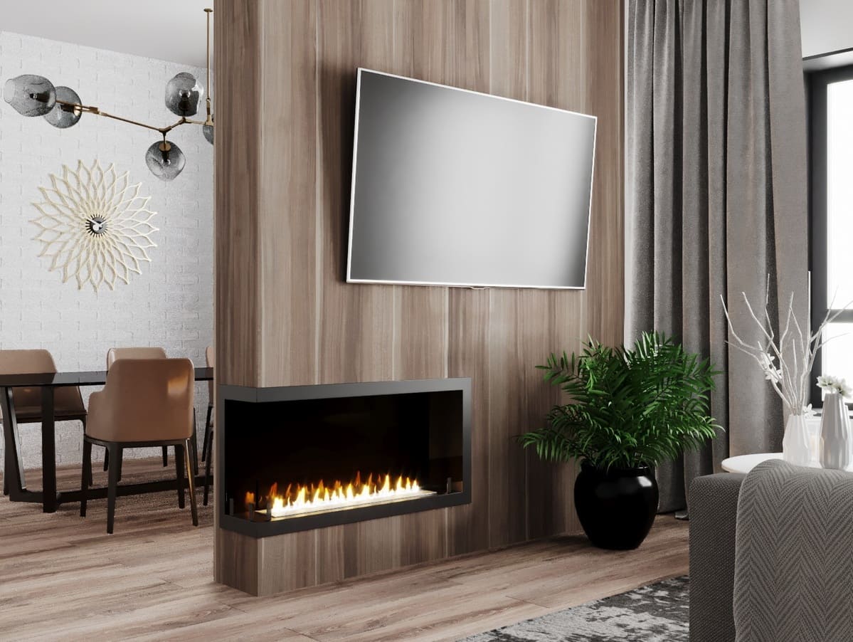 Биокамин "Русский огонь" Честер 1000 угловой левый с декоративным стеклом (стемалитом) по цене 40 050 руб.