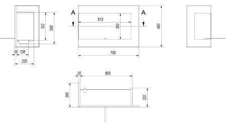 Биокамин Kratki DELTA/L/700 угловая, TUV по цене &euro;684