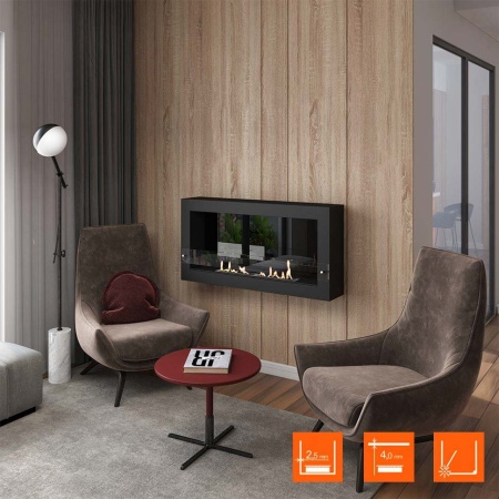 Биокамин SteelHeat WALL ONE 1100 LITE черный по цене 34 440 руб.